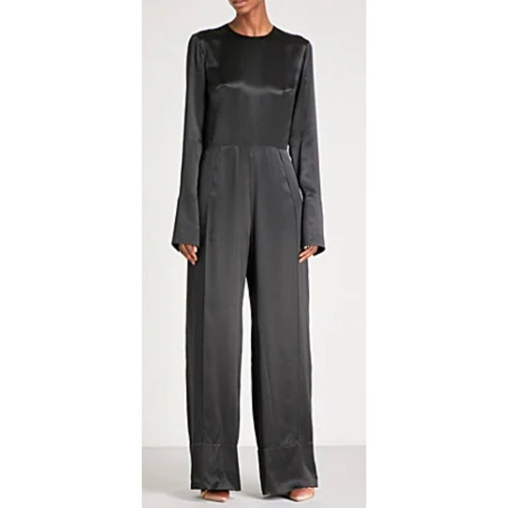 NWT Michael Lo Sordo Wide Leg Silk Satin Wide Leg Jumpsuit-sz 8